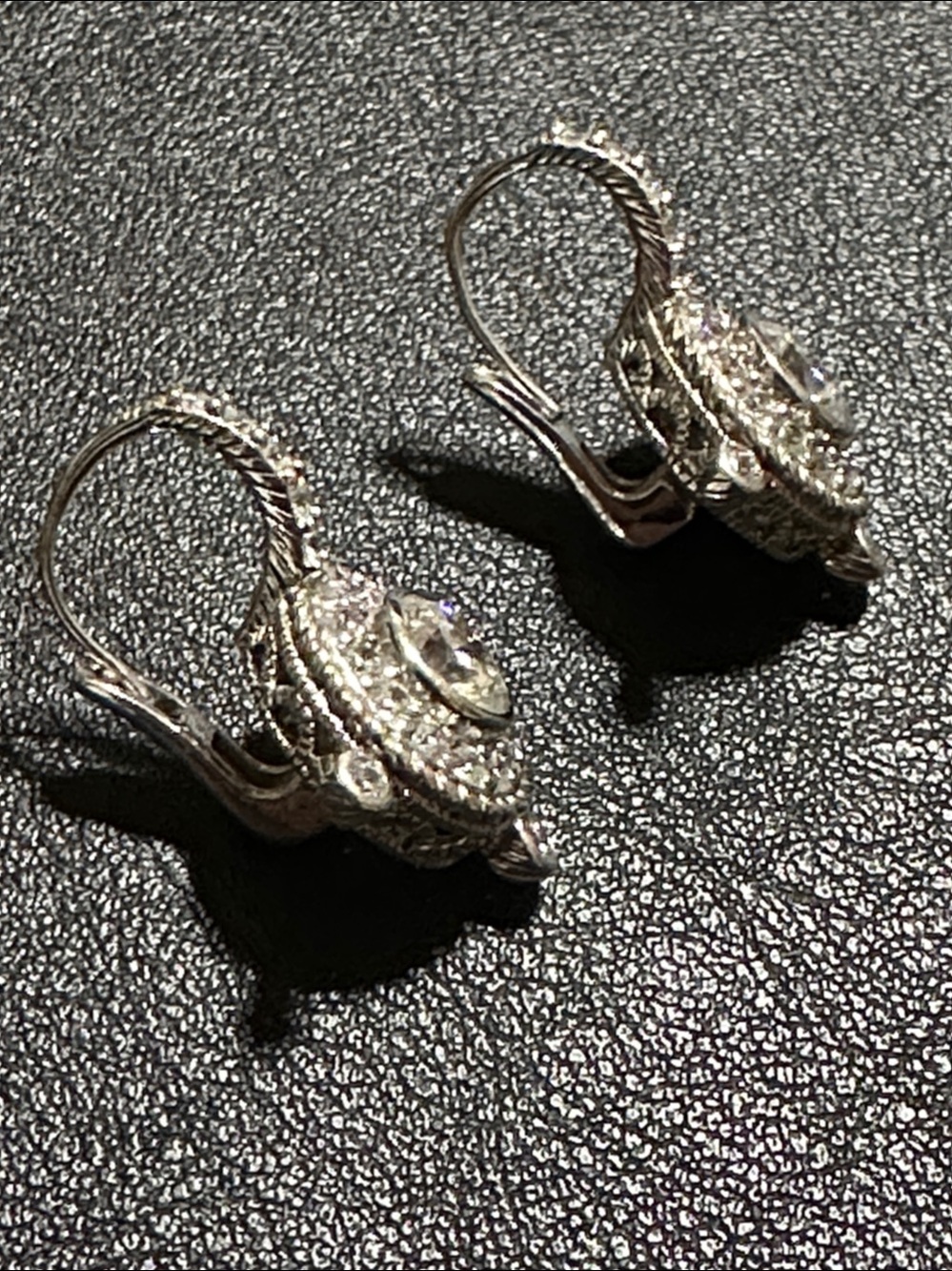 Judith Ripka Sterling 925 CZ Cluster Drop Earrings - Picture 7 of 14